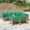 VidaXL Garden Lounge Set 10 Pcs with Green Bamboo Cushions, Lounge Set, Outdoor Lounge Set 3155160