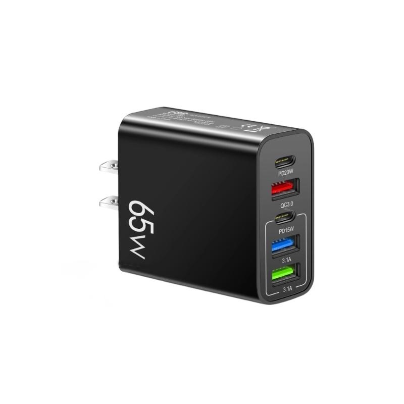Практичный зарядный хаб 65 Вт, порт USB Type C, автоматическая регулировка мощности, одновременная зарядка для различных устройств