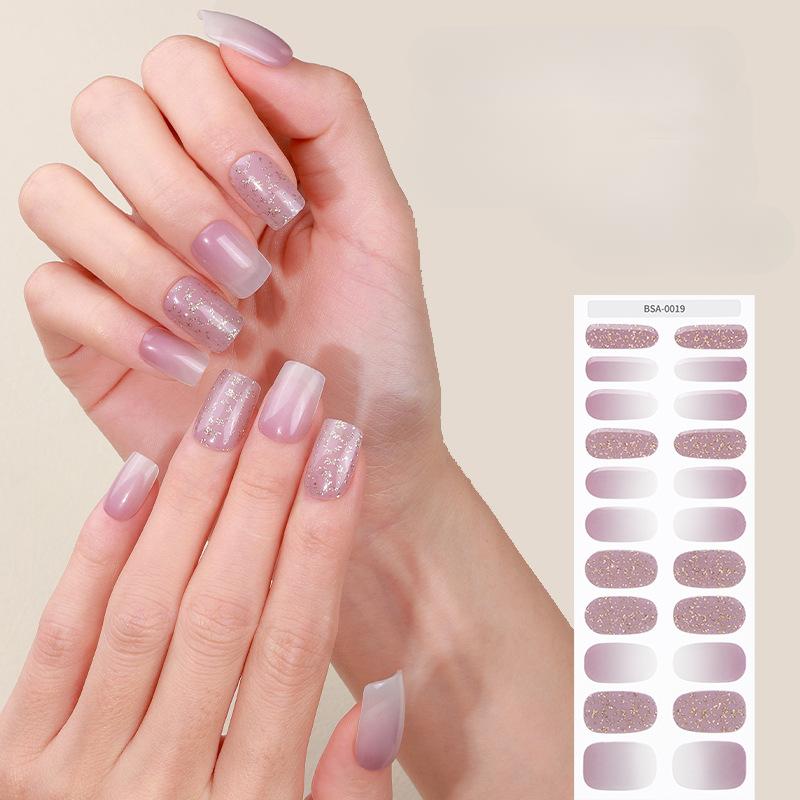 Bake-free Gel Manicure Stickers French Onion Powder Semi-cured Nail Stickers