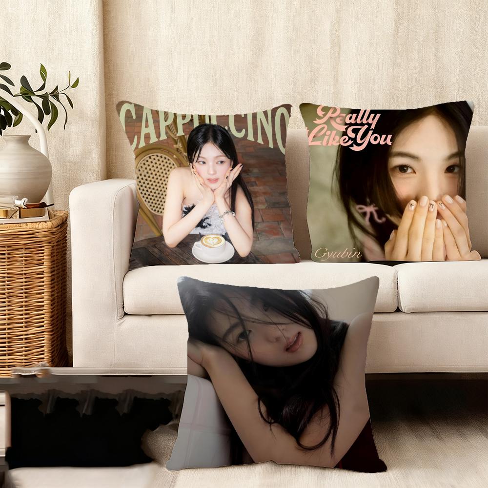 Kpop Singer GGyubin Cushion Cover Plush Fabric Soft DoubleSided Printed Sofa Warm Winter Home Child Gift Pillow Case
