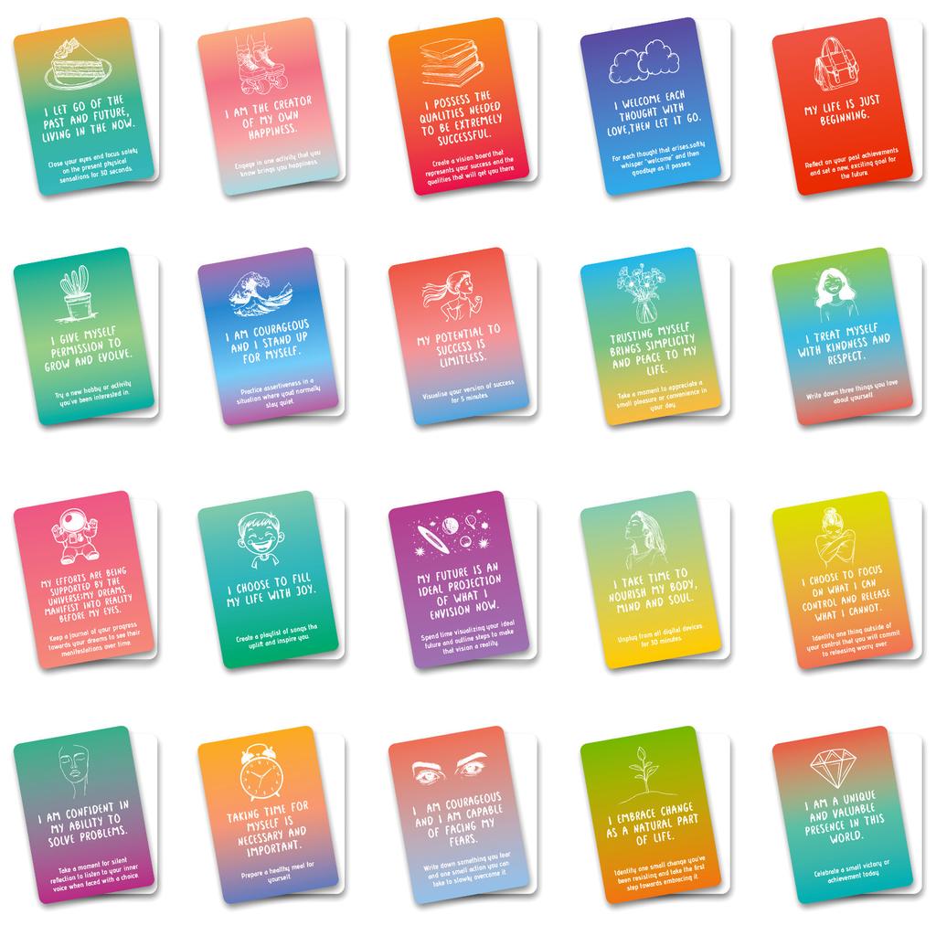 50 Self-Motivation Text Interactive Cards Color Mood Positive Energy Quotes Inspirational Cards