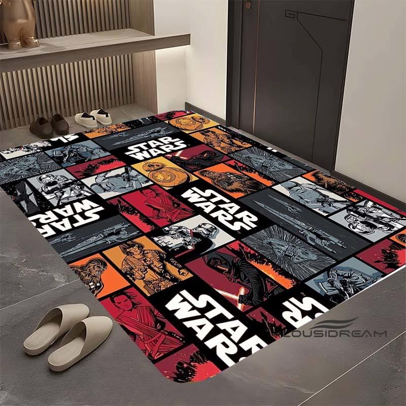 Коврик Star Wars мультяшный, подходит для гостиной, ретро-узор с галактикой, космосом, космическим кораблем, большой нескользящий коврик для прихожей, коврик для ванной, дом
