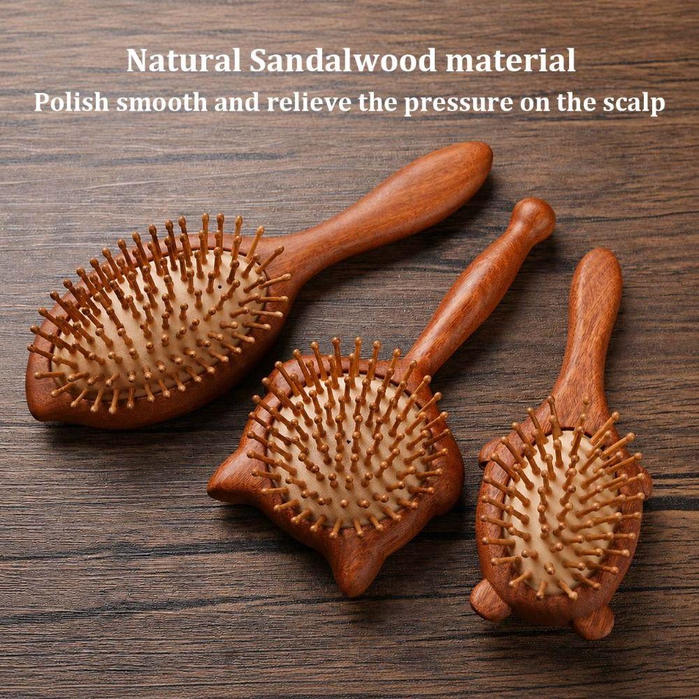 Scalp Meridians Relaxation Sandalwood Comb Round Teeth Hair Comb Air Cushion Comb  for Women