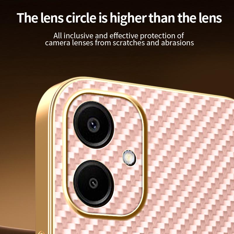 For Samsung Galaxy A06 4G Phone Case Carbon Fiber Textured Electroplated TPU Back Cover