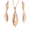 Curve Geometric White Zircon Earrings Necklace Sets Fashion Golden Vintage Women Jewelry