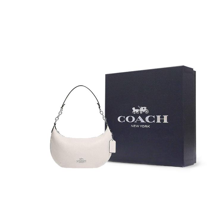 New COACH Cow Leather Crescent Bag Shoulder Bag Handbag Shoulder Bag Large Size Women's White CE619-SVHA