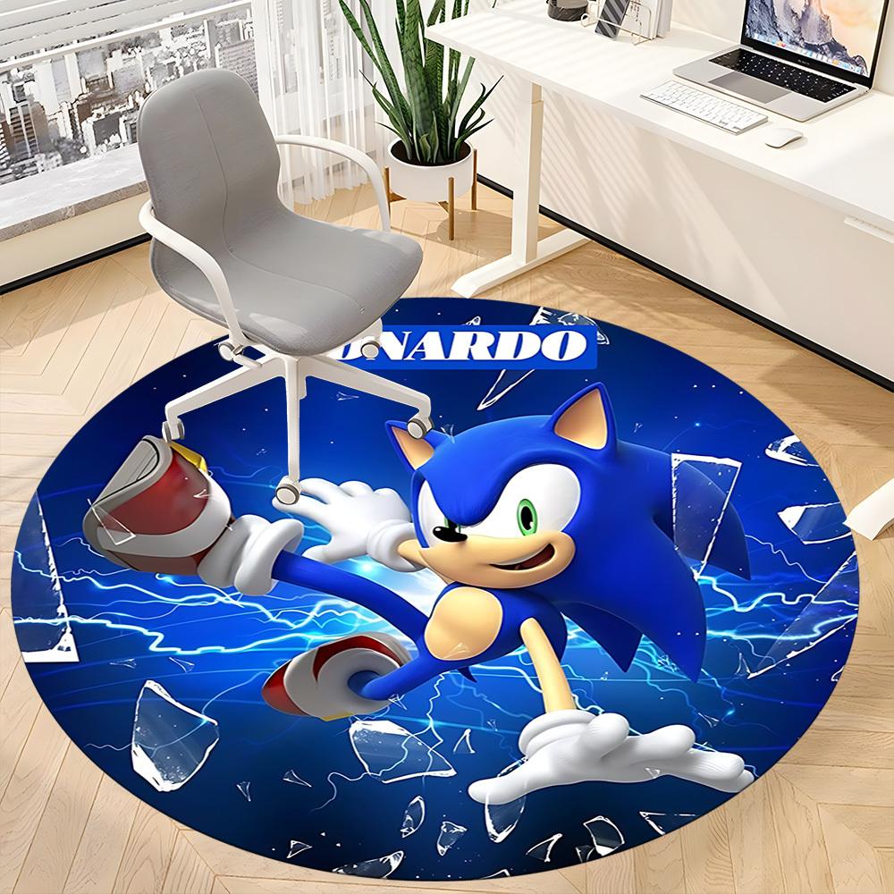 1 шт. Круглый коврик Sonic Ednardo для офиса - Идеально подходит для декора офиса или кабинета, Машинная стирка, Нескользящая основа, Декоративный коврик для пола