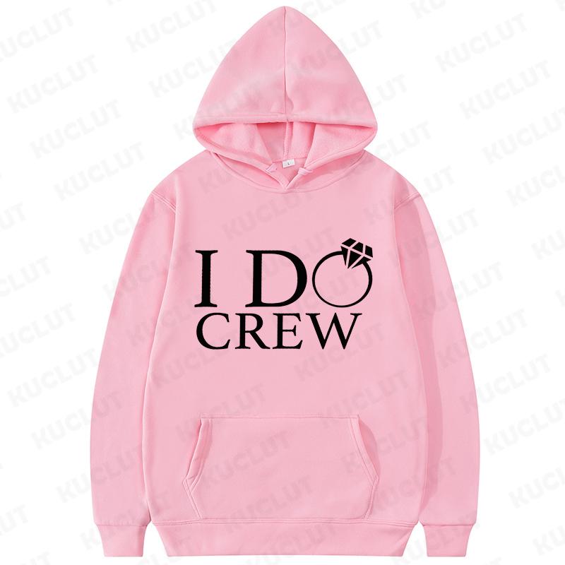 I DO Crew Bridal Party Hoodies Diamond Ring 2D Print Bachelorette Sweatshirts Team Bride Hooded Tops for Bridal Shower & Wedding