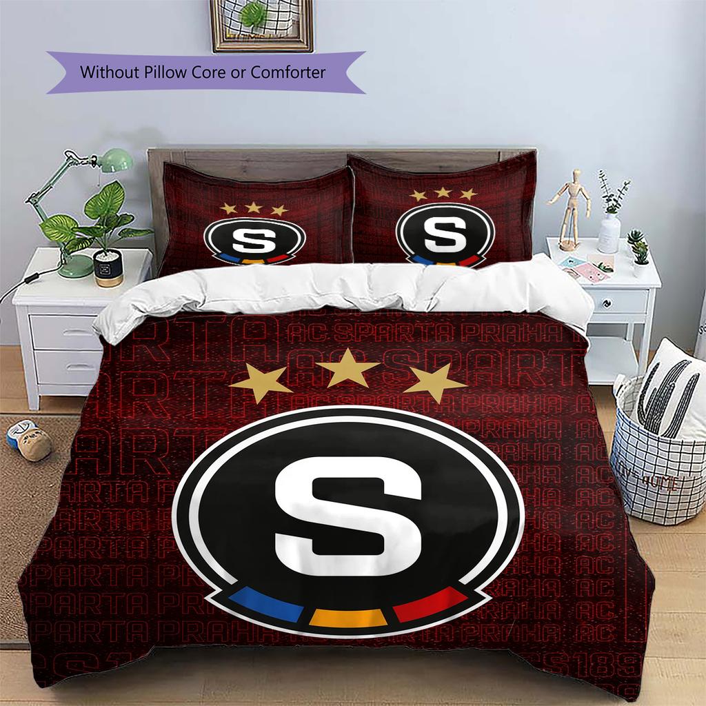 Sparta Prague football logo Pattern Bedding Home Decoration Birthday Gift (1 * duvet cover + 2 * pillowcase, without core)
