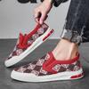 Fashion Vintage Print Canvas Loafers Men Slip On Casual Shoes Men Comfortable Men's Vulcanised Shoes Flat Sneakers 2024 Chaussure Hommes