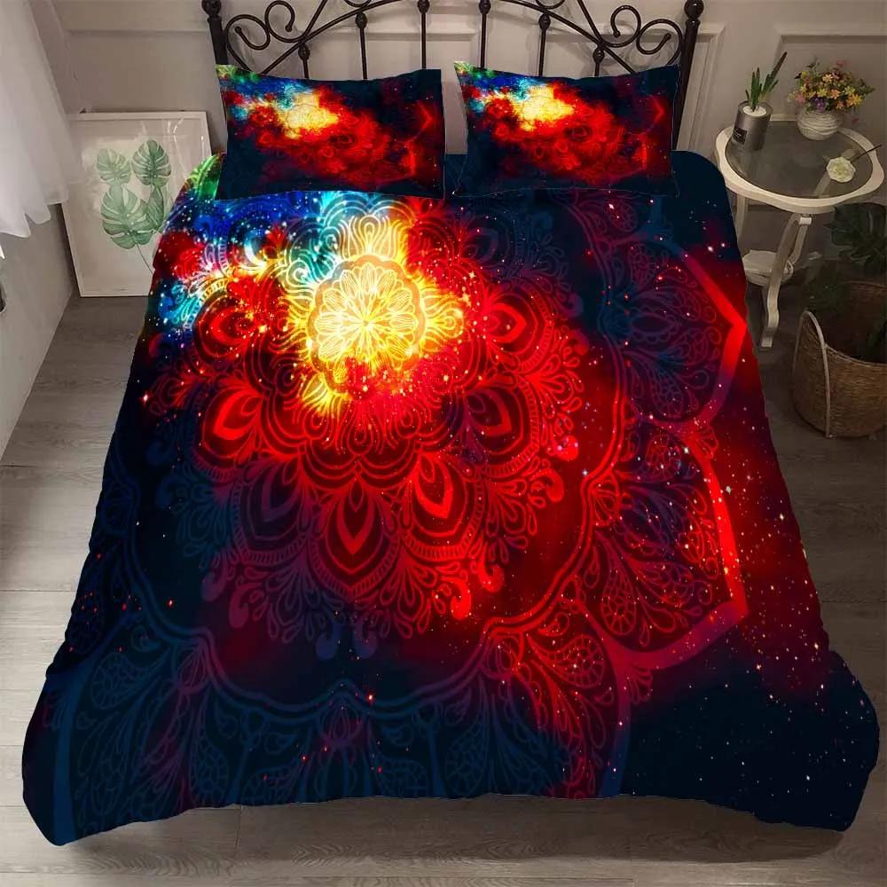 Bedclothes DropShip Galaxy Duvet Cover Luxury Jacquard Duvet Set With Pillowcases Mandala Galaxy Starry Sky Bedlinens Polyester