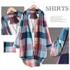 Ladies Long Sleeve Check T Shirt Linen Tops Baggy Top Plus Size Tee Blouse Dress