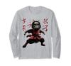 Funny Japanese Art Graphic Samurai Cat Vintage Kawaii Ninja Long Sleeve T-Shirt