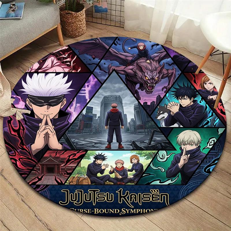 Ковер с круглым ворсом Jujutsu Kaisen Ковер для гостиной, спальни, дивана, игровой комнаты Декор Нескользящий коврик для пола