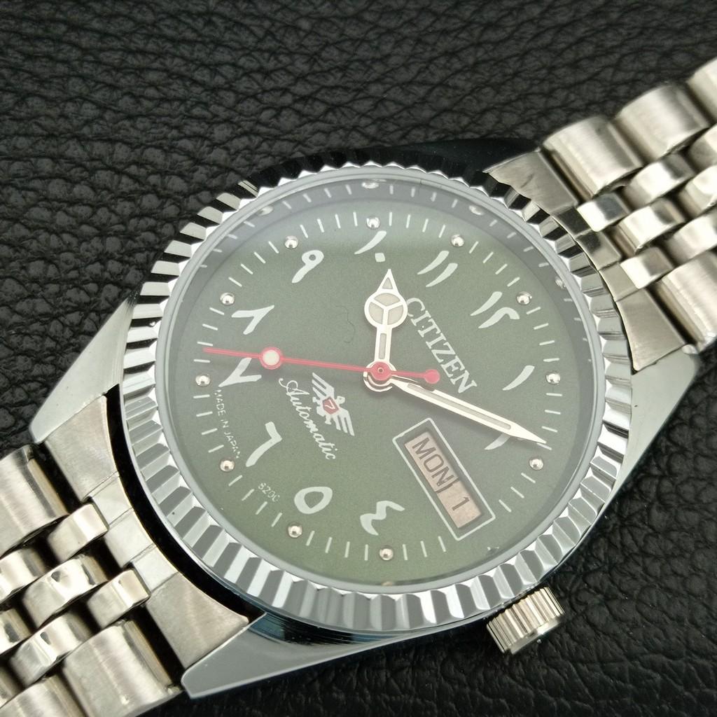 VINTAGE REFURBISHED CITIZEN AUTOMATIC 8200 JAPAN MENS GREEN DIAL WATCH a446831-1