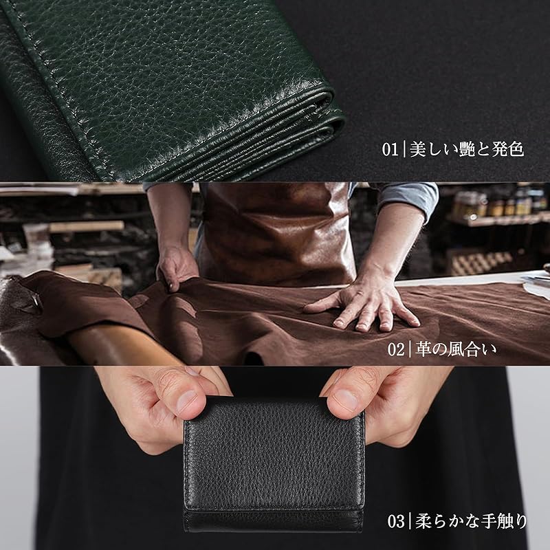 [imeetu] Mini Wallet Trifold Wallet Ladies Men's Lightweight Genuine Leather Thin Travel Wallet Compact Card Case Coin Purse Multiple Storage