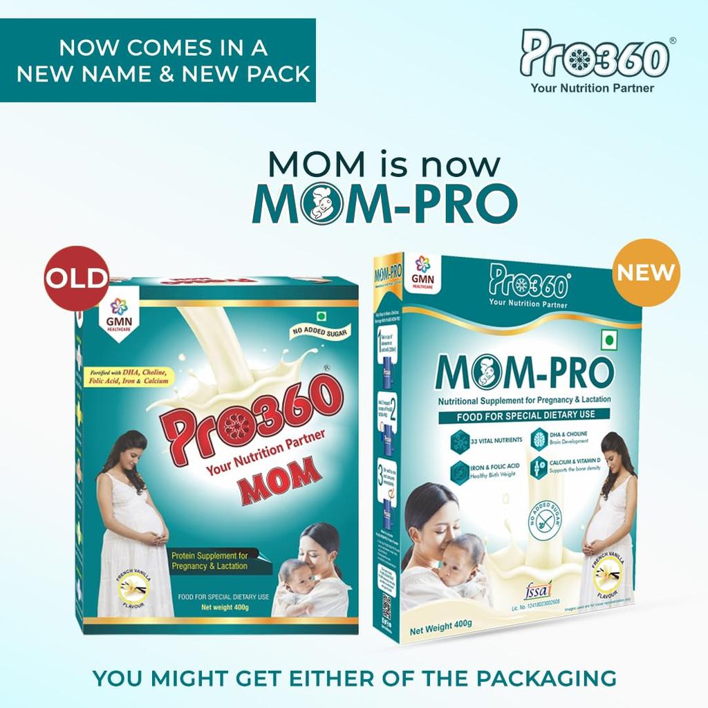 Pro360 MOM-PRO Протеиновый порошок Пищевая добавка для беременных и кормящих матерей, Полноценное питание для матери во время беременности и кормления грудью