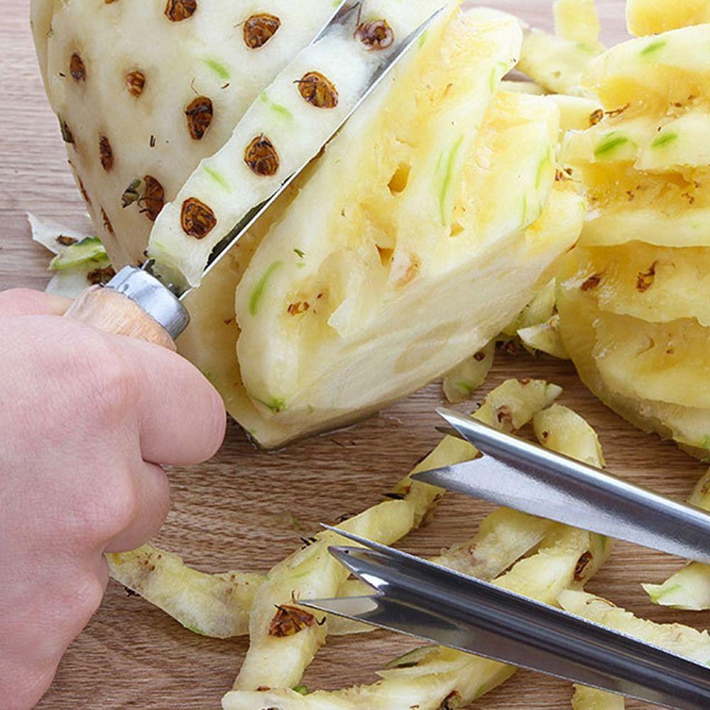 Wooden Handle Pineapple Seed Remover Portable Eye-digging Clip Pineapple Peeler Kitchen