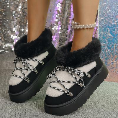 Женские короткие сноубутсы большого размера 43, 2025, с утолщенным бархатным утеплителем, зимние, новые, нескользящие, теплые хлопковые ботинки, толстая подошва, легкие и модные