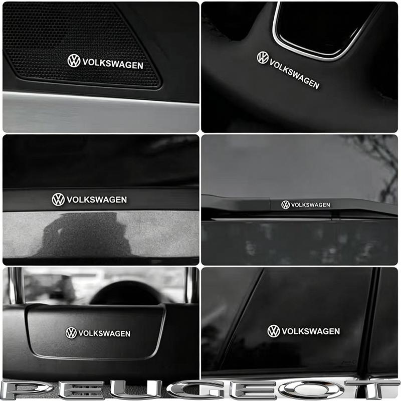 5/10Pcs Car Audio Speaker 3D Aluminum Badge Logo Stickers For VW GTI Polo Golf Passat Tiguan Arteon CC Taigo Caddy Jetta Hub Cap QK7