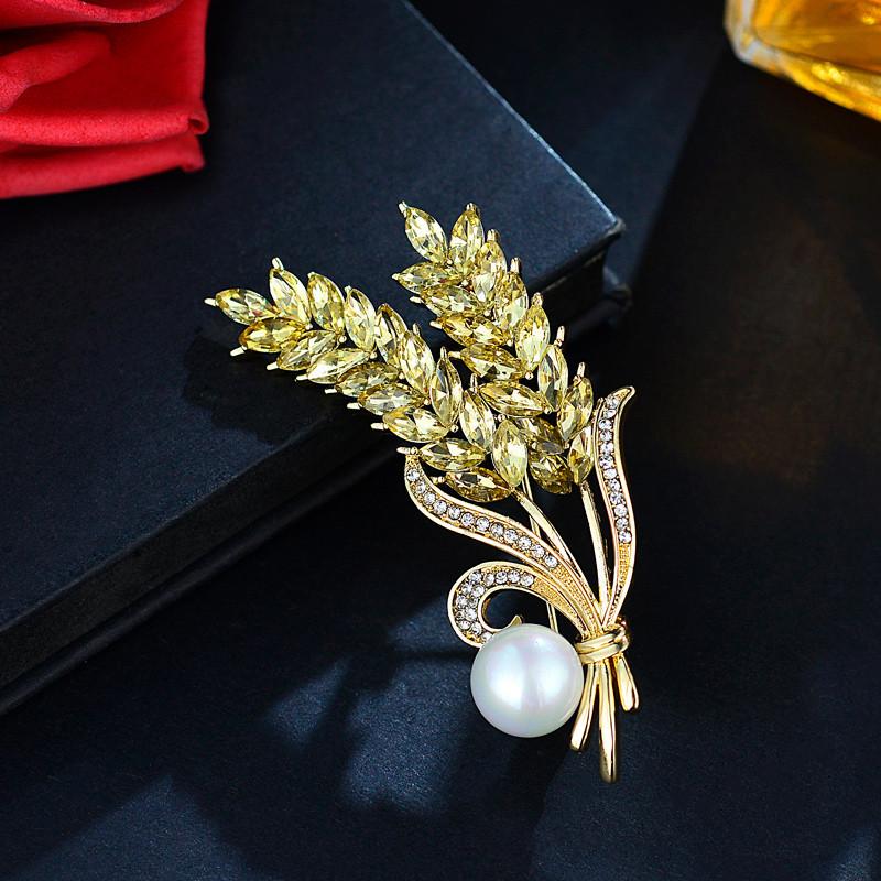 Элегантная брошь-булавка в виде колоса с кристаллами для женщин и мужчин, модная одежда, костюм, блестящие аксессуары, броши для вечеринок, ювелирные подарки