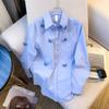 Three Dimensional Butterfly Blue Shirt Jacket, Women's Spring and Autumn Design Sense, Loose Hong Kong Style Long Sleeved Shirt