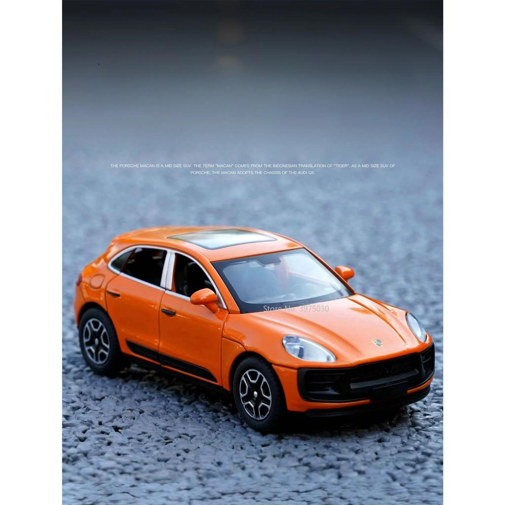 1/32 Porsche Macan T SUV Модель автомобиля из цинкового сплава, литая игрушка-симулятор со звуком и светом, коллекционная, украшает подарок на день рождения мальчика