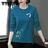 Spring Long Sleeve T-Shirt Flower Branch Butterfly Print Shirt Women Cotton Pullover Casual Bottom Shirt