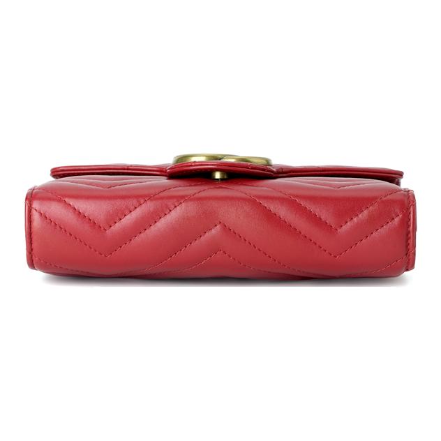 Gucci GG Marmont Vintage Logo Chain Leather Envelope Shoulder Bag Women Shoulder Bag Red 474575-DTD1T-6433