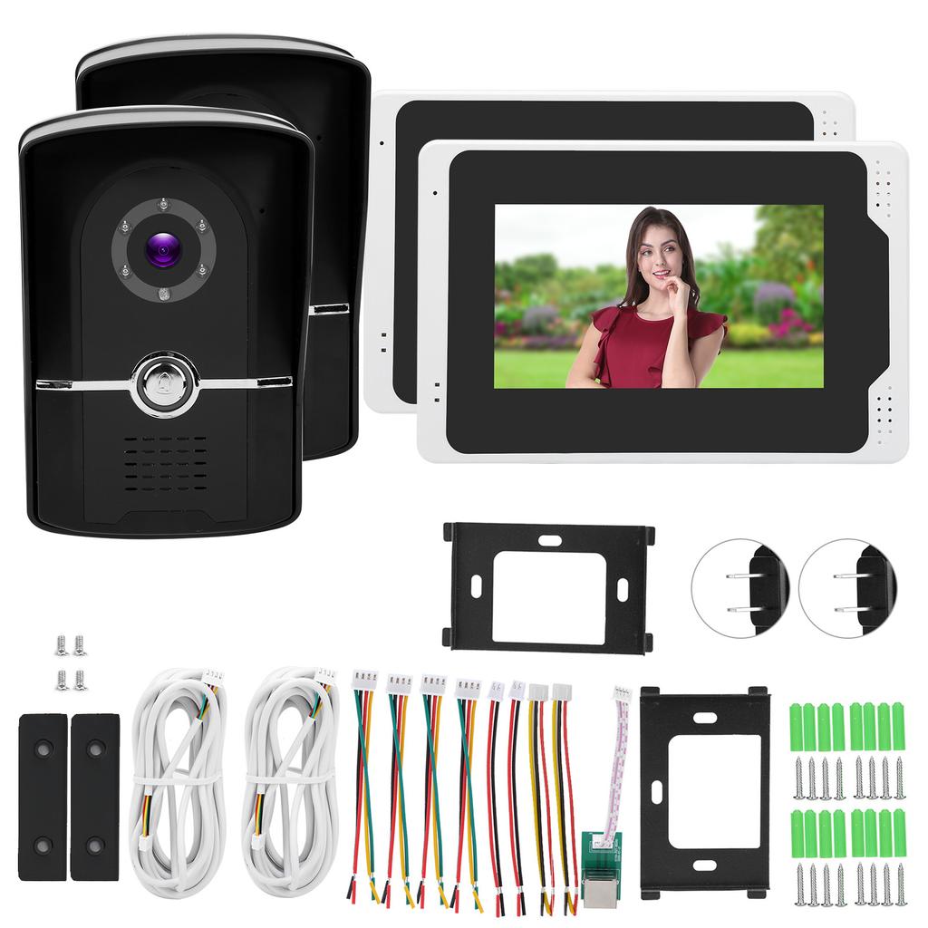 1080P Wifi Video Doorbell 7in TFT Display 2 Cameras 2 Monitors 110 Degrees  Night Vision for Tuya