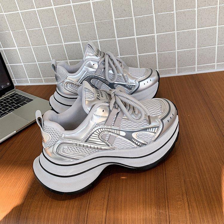 Серебряные туфли для папы, женские, 2024, новые зимние, на толстой подошве, с мягкой подошвой, спортивные, повседневные, из бархата, теплые, из хлопка