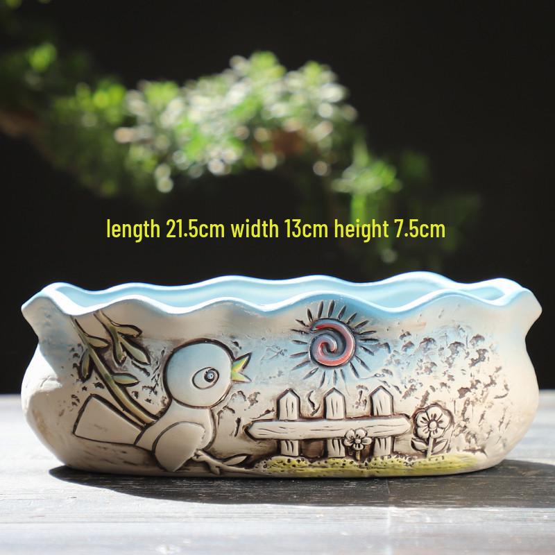 Мультяшный грубый керамический большой керамический горшок для суккулентов в стиле книжки с картинками