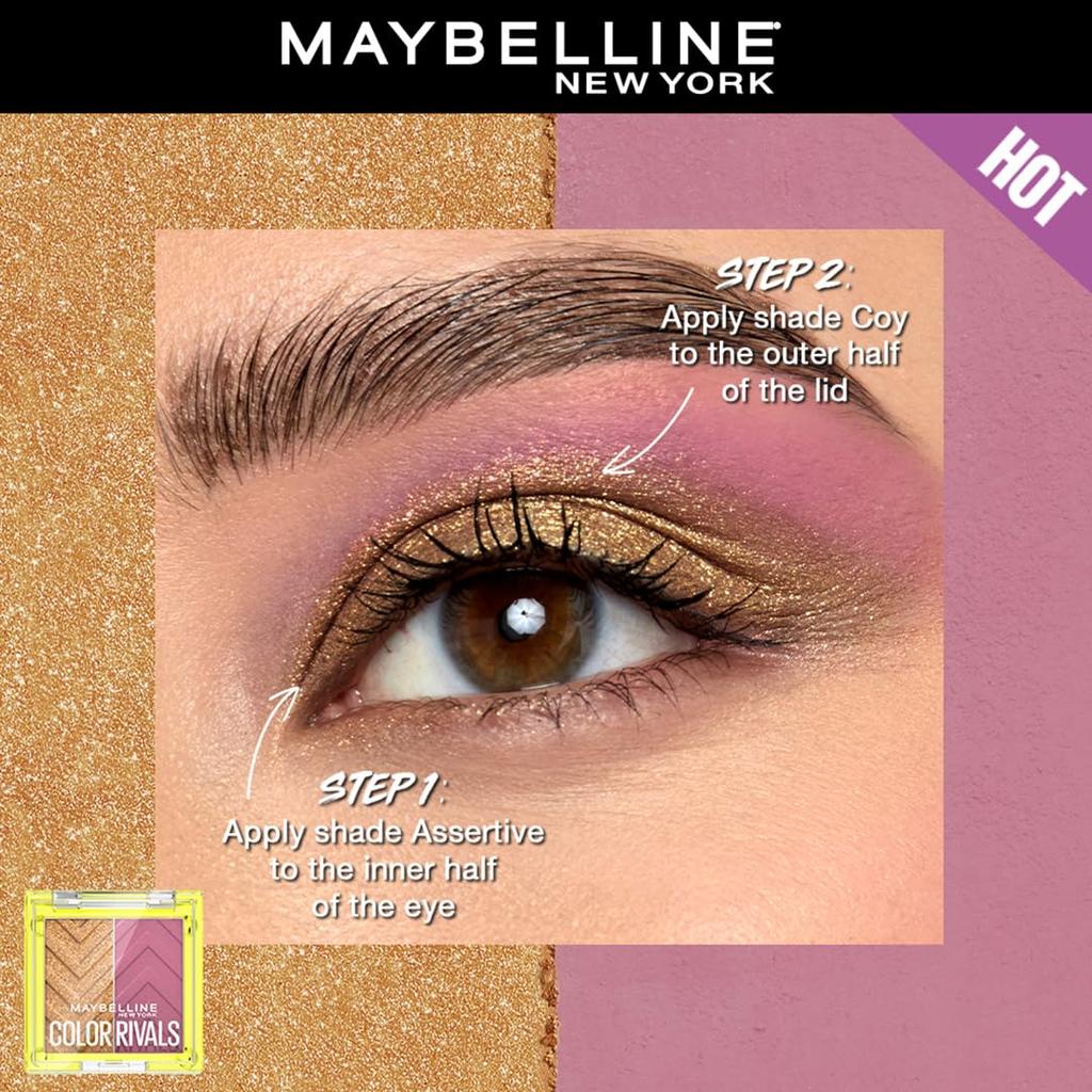 Maybelline Палетка пигментированных теней для век New York Color Rivals 3 г Стойкая Водостойкая Матовая Мерцающая Напористая X Застенчивая
