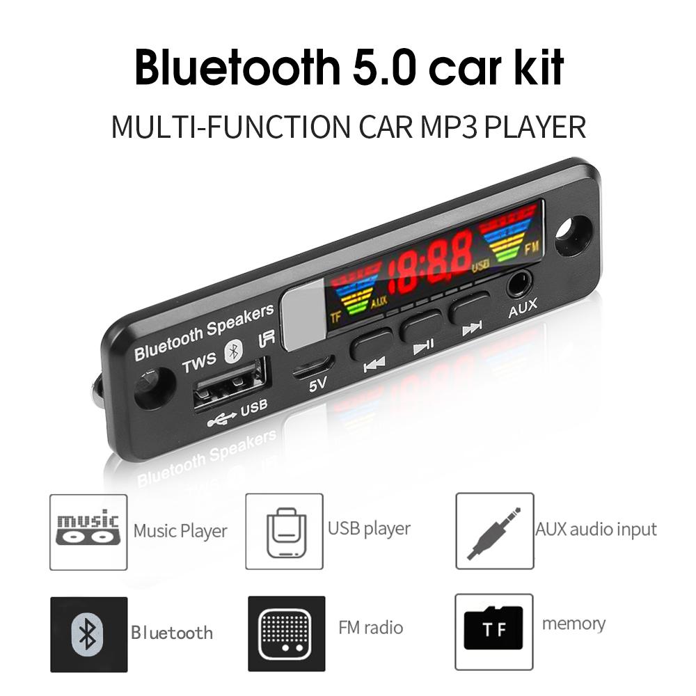 5V MP3 Decoder Board Bluetooth 5.0 Wireless FM Radio MP3 Player TF USB AUX Audio Decoding Board Car Handsfree Music Player