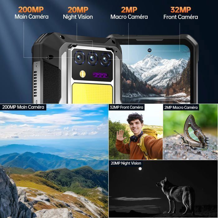 Защищенный смартфон 5G OUKITEL WP100 Titan 48ГБ+512ГБ 6.8″ 33000мАч 200МП Неубиваемый смартфон с проектором 100 люмен Dural SIM/NFC