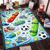 Colorful Cartoon Style Carpet with Skateboards, Sneakers, and Soccer Balls Suitable for use as an anti-slip for living room bedroom sofas