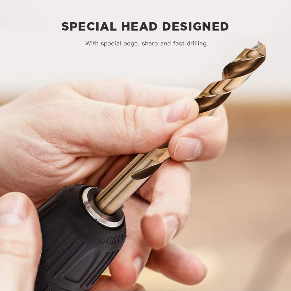 M35 HSS Twist Drill Bit Set 5% Cobalt Straight Shank Stainless Steel Hard Metal Hole Cutter Jobber Length Metric Power Tools