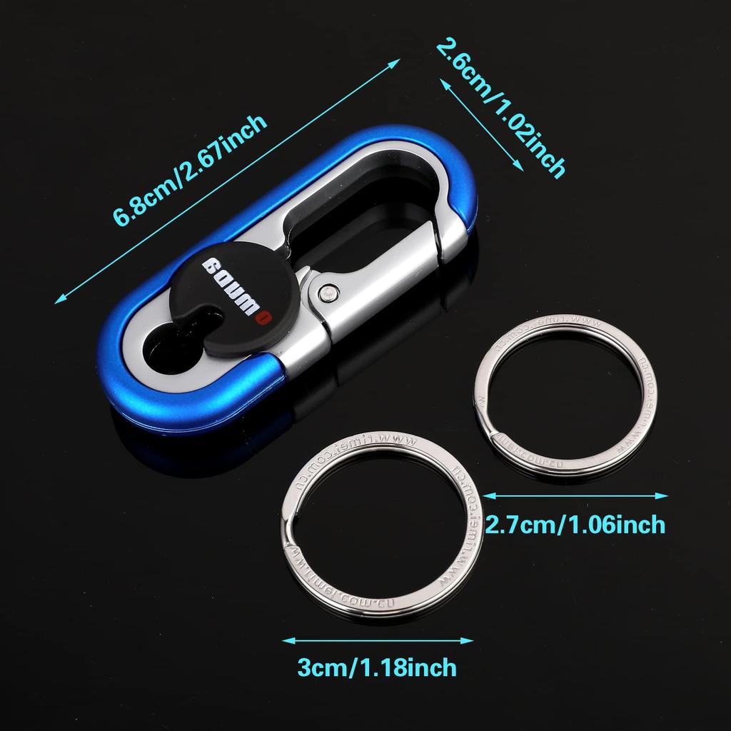 Giantree Автомобильный брелок для ключей, металлический автомобильный брелок с зажимом, персонализированный поясной автомобильный брелок, универсальный дизайн с двумя кольцами, синий, один размер