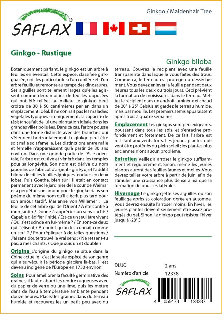 SAFLAX Авичий волос - 4 семени - Гинкго двулопастный