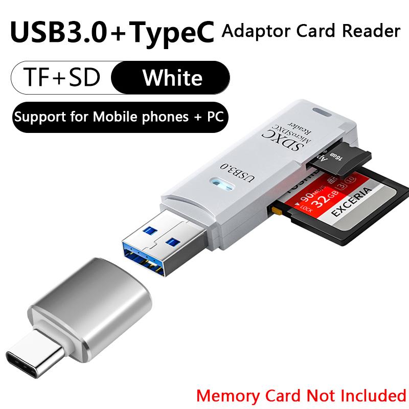 Высокоскоростной USB 3.0 картридер 2-в-1 для карт SD и TF, поддерживает до 512 ГБ