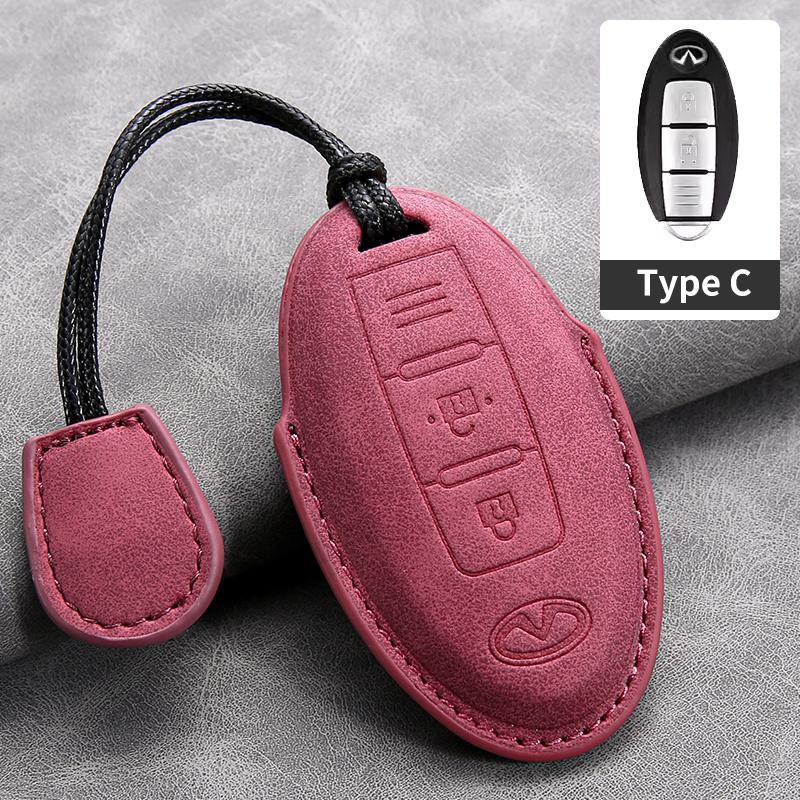Leather Car Key Cover Case for Infiniti Q50L QX50 QX60 QX55 Q70 Q70L Q30 QX30 QX70 ESQ XQ80 XQ60 Q60S Car Key Rope Keyring