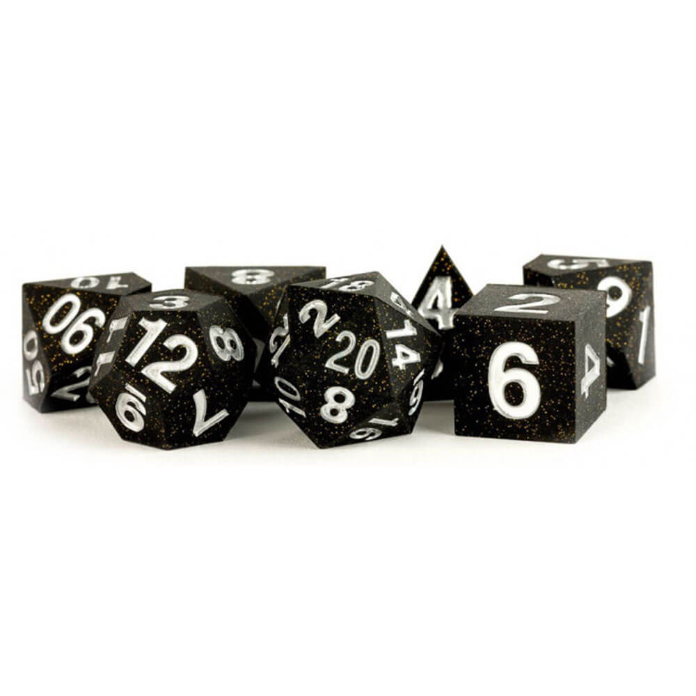 MDG Sharp Edge Silicone Rubber Dice Set (Gold Scatter)