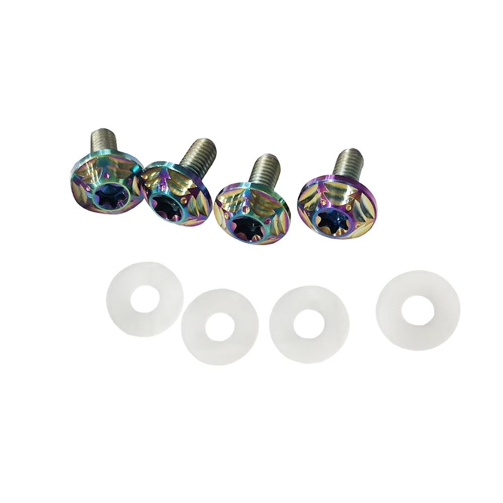 Болты для номерного знака M6*15мм Набор из 4 штук Титановые винты для рамки номерного знака автомобиля Болты Противоугонные винты с L-образным ключом (красочный)