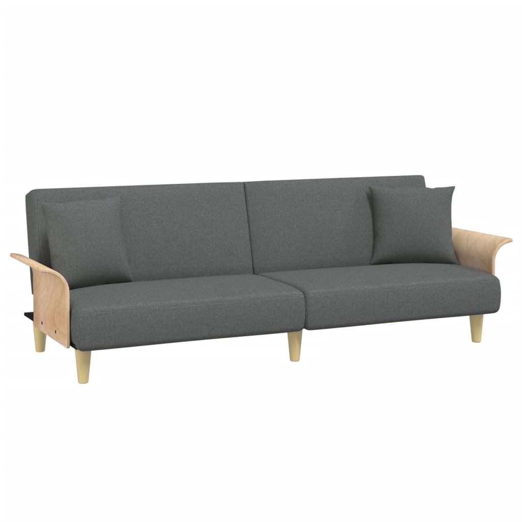 2 Seater Sleeper Sofa with Cushions and Footstool Dark Gray Velvet