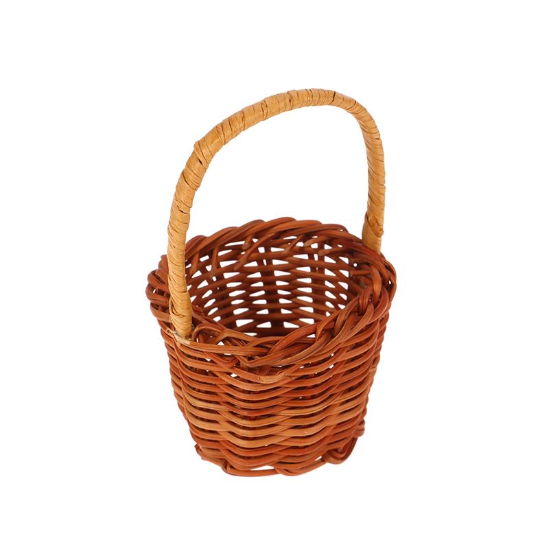1Pcs Dollhouse Miniature Woven Flower Basket Hand Basket Storage Basket Kids Pretend Play Toy Doll House Accessories