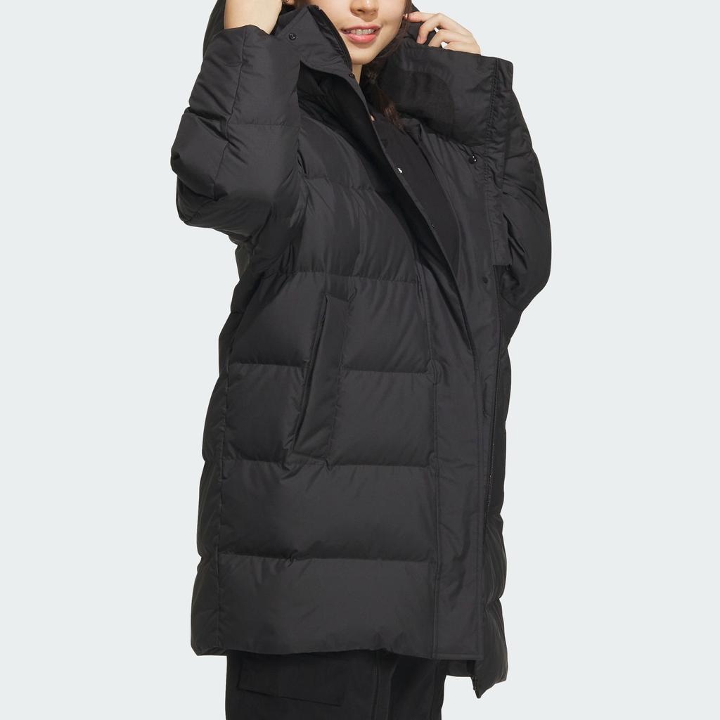 Adidas Длинная спортивная повседневная куртка с капюшоном, ветрозащитная, водонепроницаемая, женская куртка черного цвета IV7556