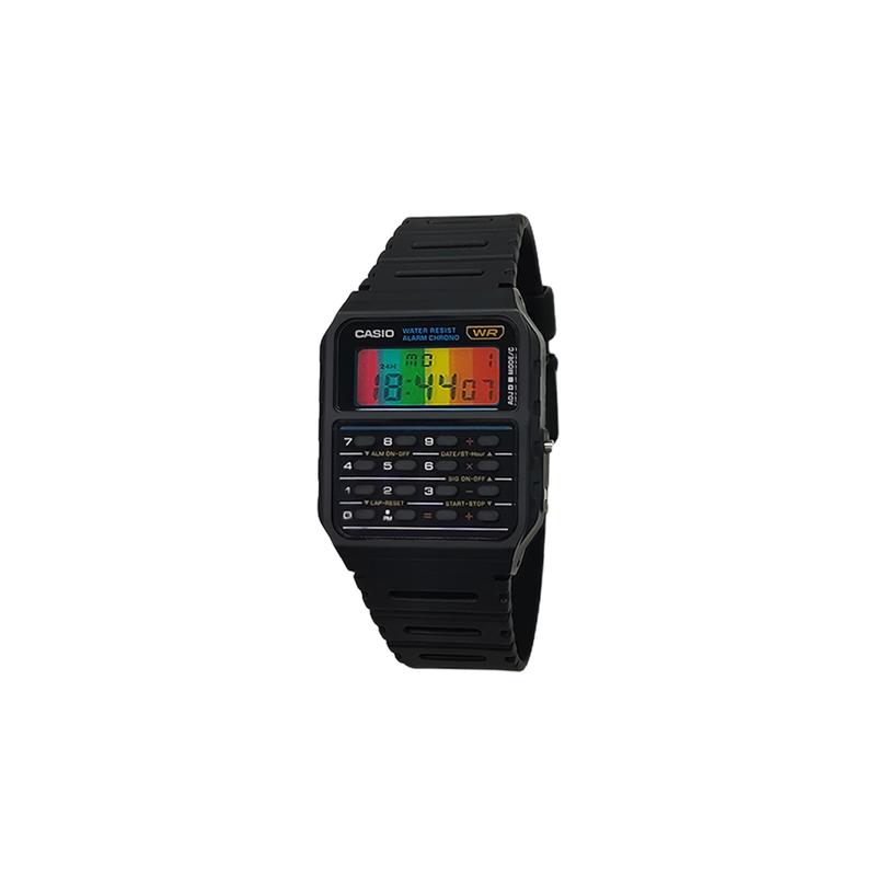 Casio Индивидуальные часы модифицированная серия черные водонепроницаемые 200 метров A158WEA-9 модифицированные-Римское Послесвечение A158WEA-Черный Стальной Браслет Разноцветные Полоски Циферблат