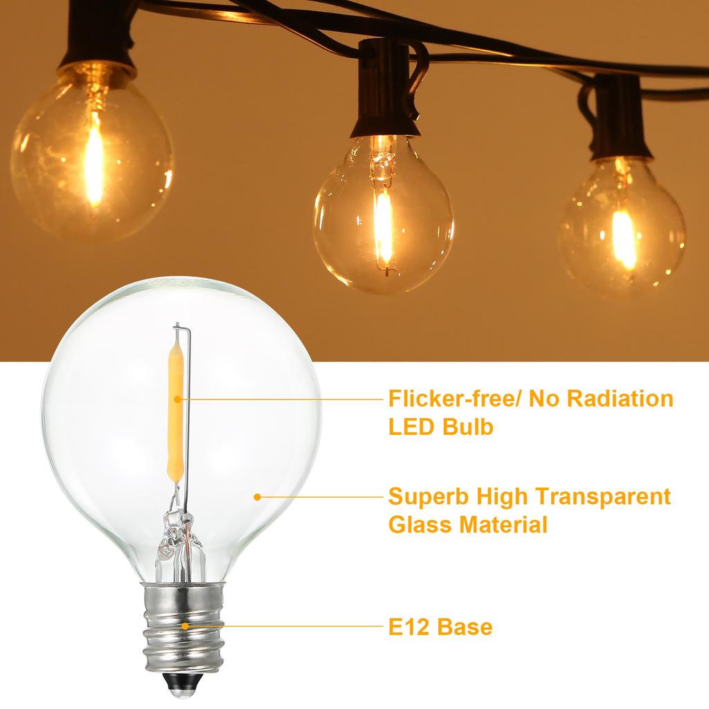 Tomshine A C230V Globe LEDs G40 Bulb Lamp 25 Pack E12 Base Socket Holder IP44 Water Resistance Warm