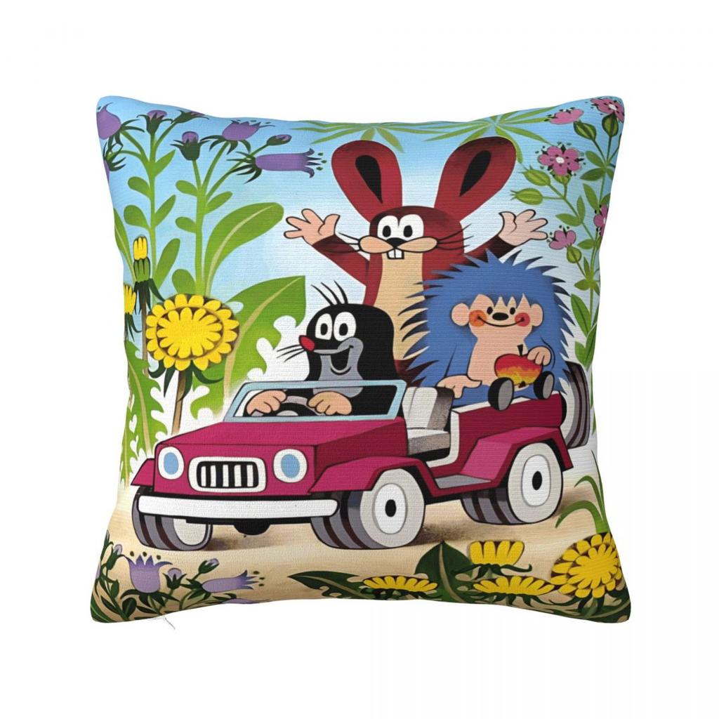 The Little Mole Cartoon Animal Printed Pillowcase Cushion Cover Throw Pillow Cover New Style Bedroom Decor Square Multiple Sizes