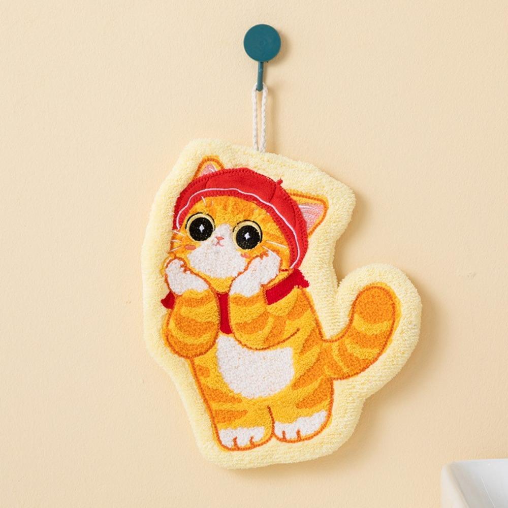 Coral Fleece Toilet Handkerchief Cute Cat Washcloth New Bathroom Kerchief  Kitchen
